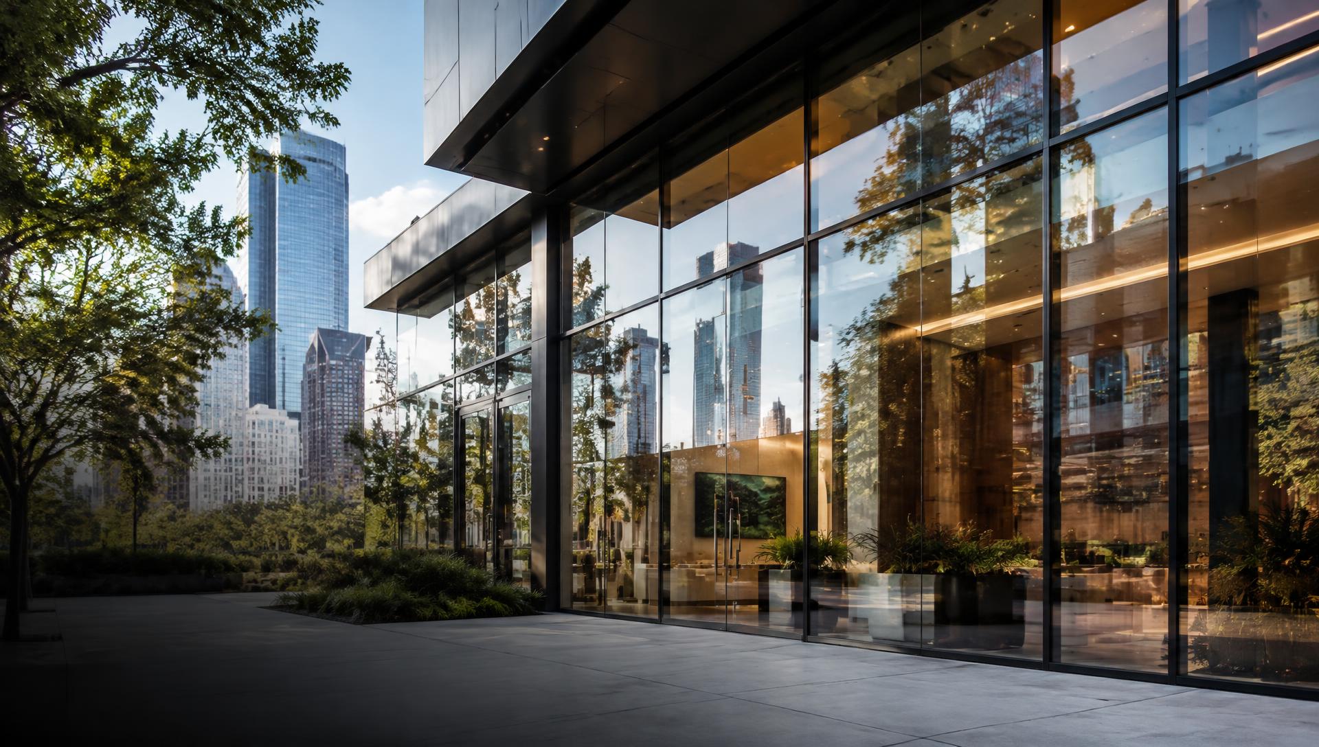 Sample placeholder: modern architectural glass storefront